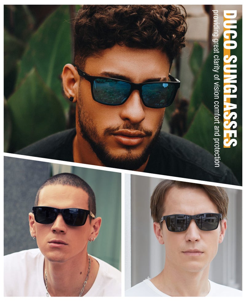 DUCO Mens Sunglasses Polarized Rectangle Sunglass for Men Lightweight Carbon Fiber UV400 Protection 8206 - Image 4